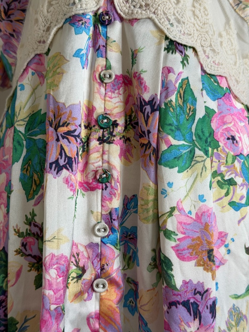 HOPE & IVY Maternity Floral Maxi Dress with Lace Waist - Wadding Guest Romantic - Picture 7 of 16